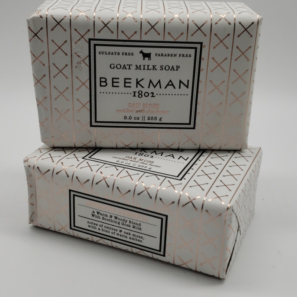 2 Beekman 1802 Oak Moss Goat Milk Soap Bars 9oz ea